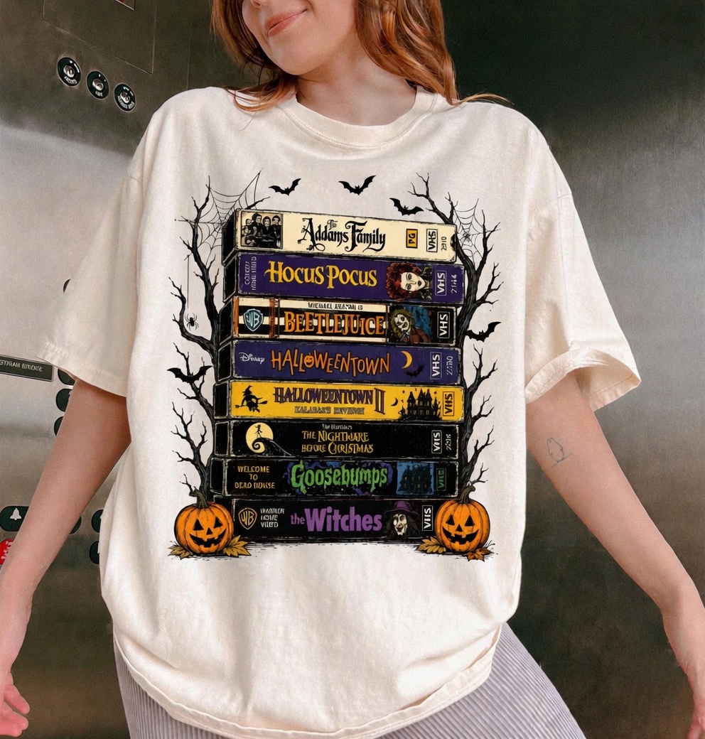 Halloween VHS Movies Shirt, Retro Halloween Graphic Tee, Spooky Season Outfit, Horror Fan Gift